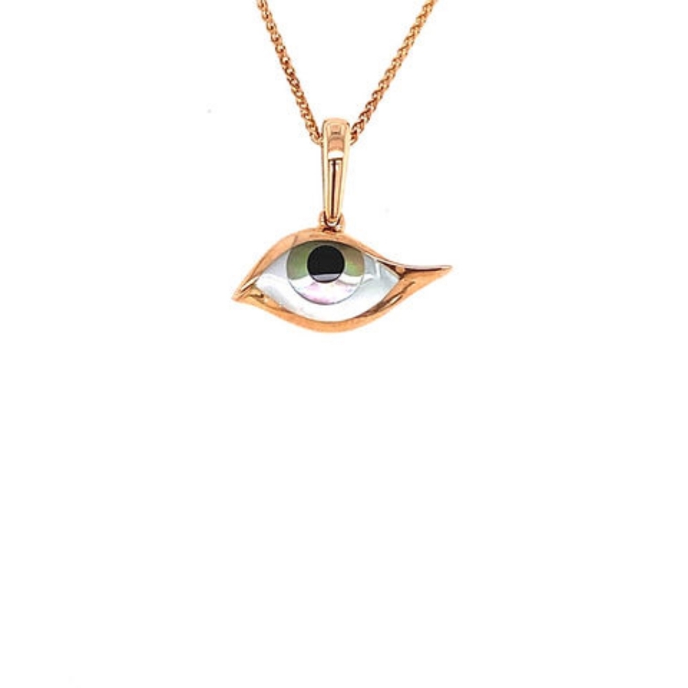Kabana Solid 14k Yellow Gold Evil Eye Pendant